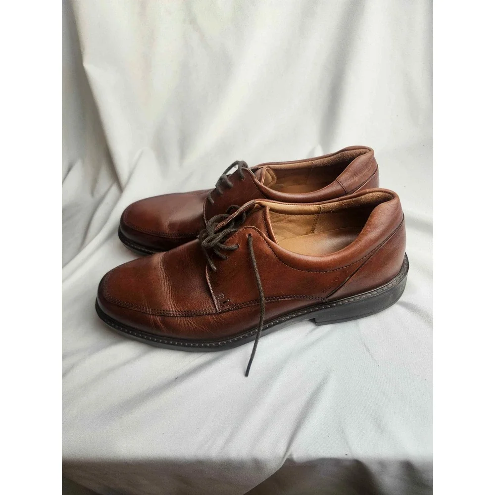 ECCO Mens Brown Leather Bicycle Toe Derby Shoes Size 11 US